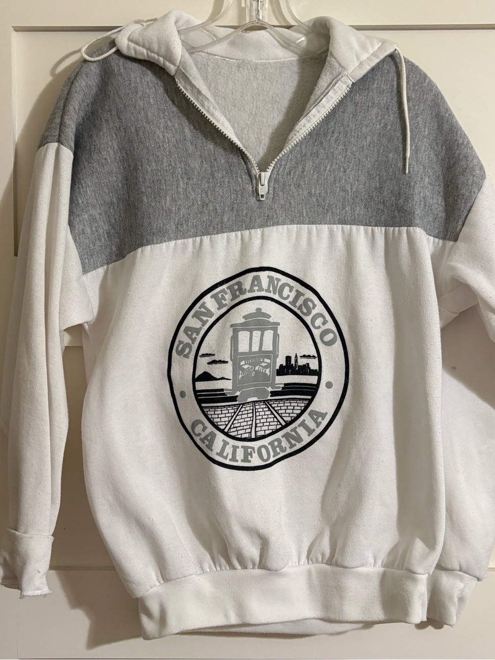 Vintage 90s San Francisco Cable Car 1/4 Zip Sweatshirt Boxy Fiit Men’s Sm